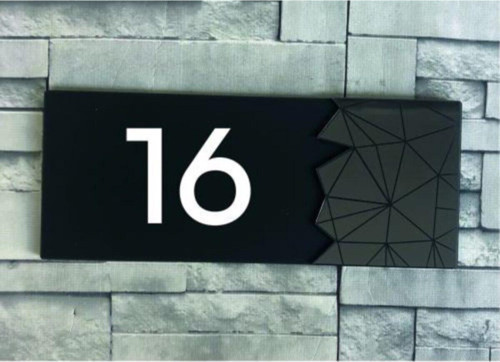 Dekoratif Aynalı Füme Kapı Numarası - 16