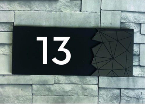 Dekoratif Aynalı Füme Kapı Numarası - 13