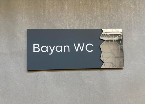 Dekoratif Füme Aynalı Antrasit Wc Tabelası