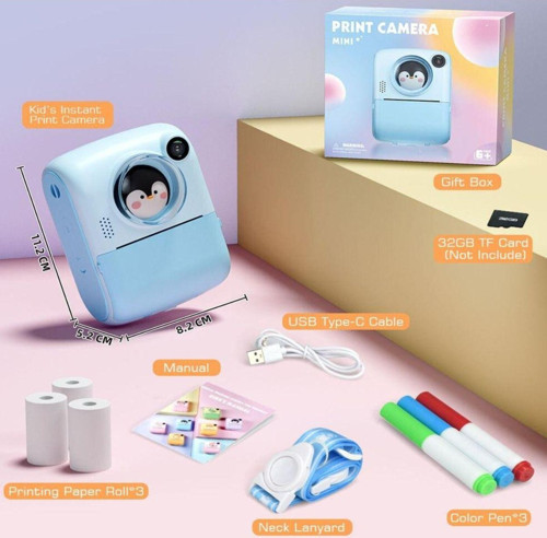 Anlık Termal Yazıcılı Dijital Çocuk Kamerası 2.0 Inç Hd 1080P Instant Photo Printer Camera