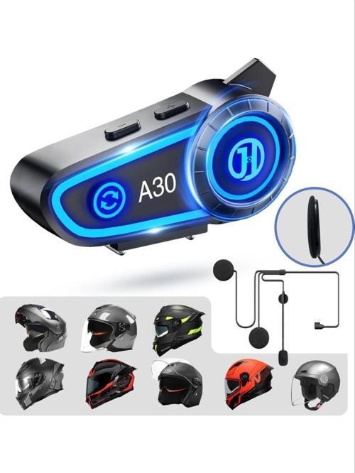 A30 Rgb Işıklı Su Geçirmez İntercom Motor Kurye Kask Bluetooth Kulaklık Eşleşmeli