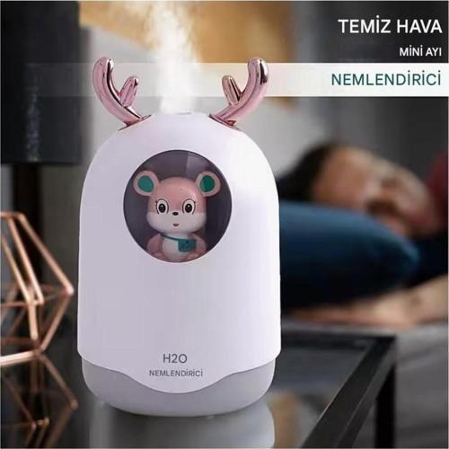 Sevimli Ayıcıklı Işıklı Hava Nemlendirici Buhardanlık Buhar Makinası Difizör 300 Ml