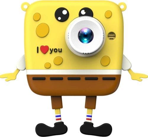 Sünger Bob Tasarımlı Yeni Nesil Çocuk Dijital Mini Fotoğraf Makinesi Çift Kameralı
