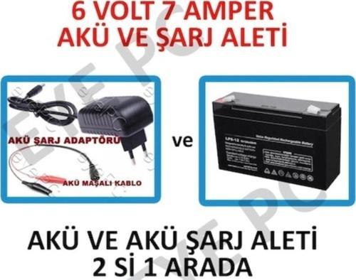 6 Volt 7 Amper Akülü Çocuk Oyuncak Araç Araba Traktör Jeep Uyumlu Akü Ve Şarj Adaptörü
