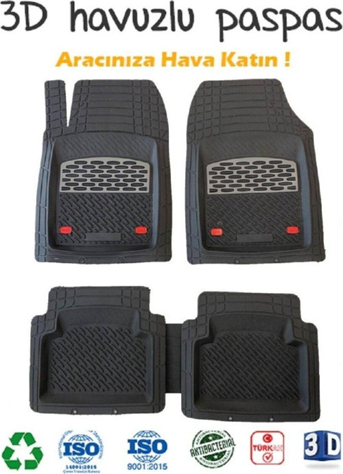 2014 Model Fiat Linea Için Havuzlu Tip Universal Gri Kromajlı Paspas