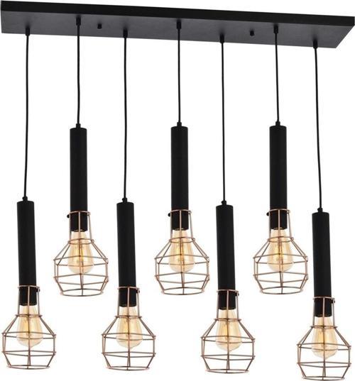 Avonnı Av-60104-7Y-Bsy Bakır/Siyah Boyalı Modern Avize, Metal, 90X17Cm