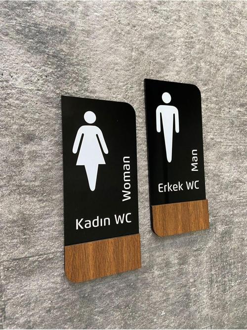 Timber Serisi Erkek Kadın Wc Set Yönlendirme Levhası