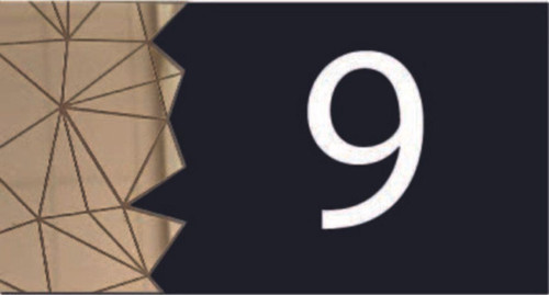 Dekoratif Aynalı Modern Kapı Numarası - Gold 9