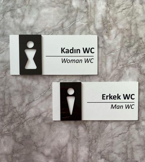 Basic White Black Seri Kadın&Erkek Wc Yönlendirme Levha Seti