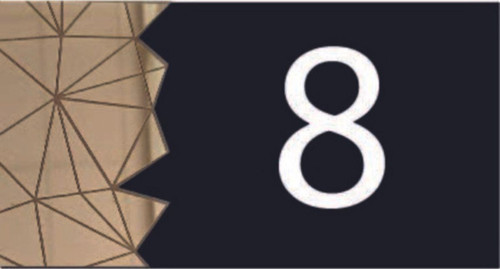 Dekoratif Aynalı Modern Kapı Numarası - Gold 8