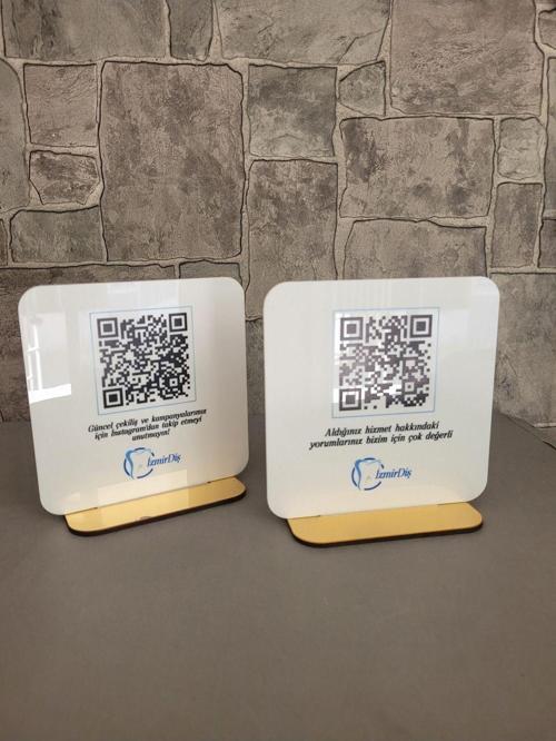 2 Adet Banko Üstü Standlı Pleksi Qr Kod Menü