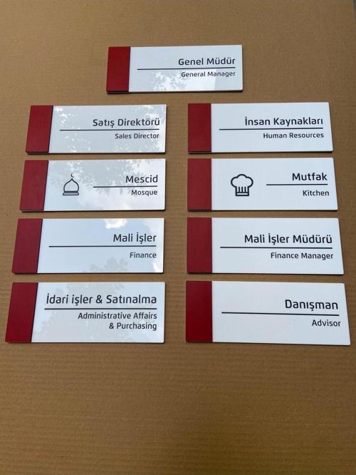 9 Adet Pearl Red Serisi Kapı İsimlikleri