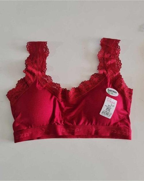 Vişne Rengi Bambu Pedli Kalın Askılı Dantelli Bustiyer 03 80