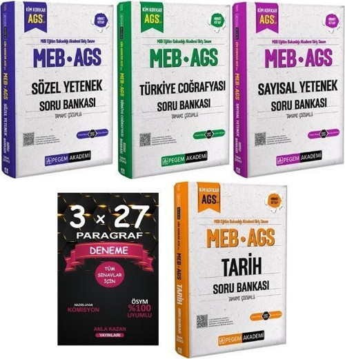 Pegem 2025 MEB-AGS Sayısal + Sözel Yetenek + Tarih + Türkiye Coğrafyası + Anka Paragraf 5 li Set