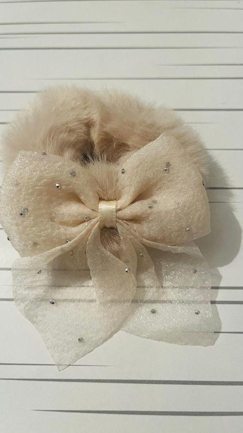 Kadın Deve Tüyü Peluş Lastik Toka Tül Taşlı Fiyonk Toka Anne-Kız Sevgililer Günü Hediyesi