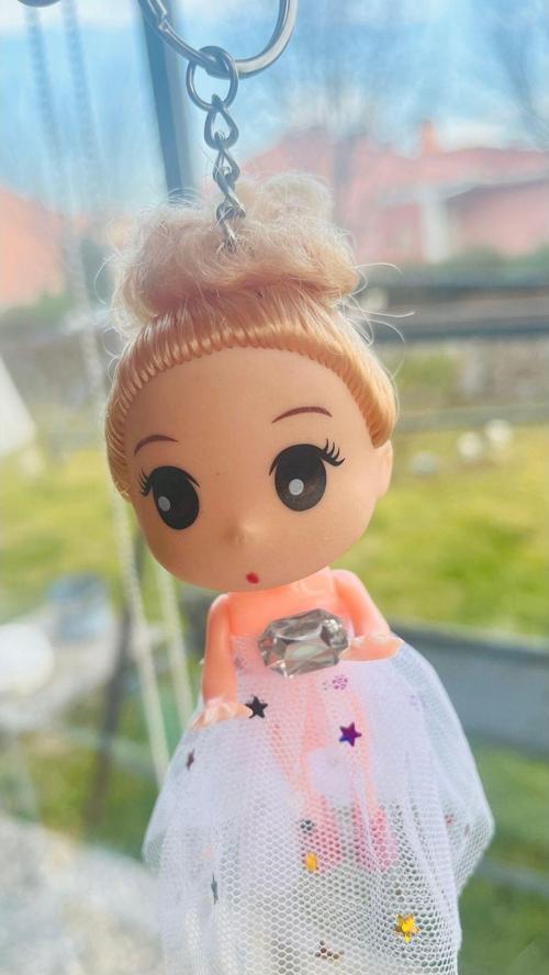Renkli Prenses Temalı Bebek Anahtarlık Taş Ve Tül Detaylı Tasarım Beyaz Tül Etek
