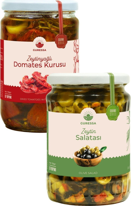 Akdeniz Sofrası Zeytin Salatası Ve Zeytinyağlı Domates Kurusu 720 Gr 2'Li Avantaj Paketi