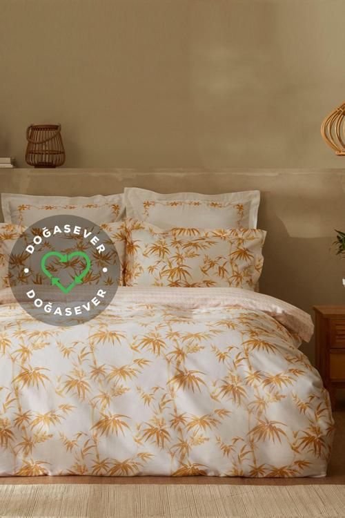Doğasever Grove Bambu Çift Kişilik %100 Pamuk Nevresim Takımı Sarı