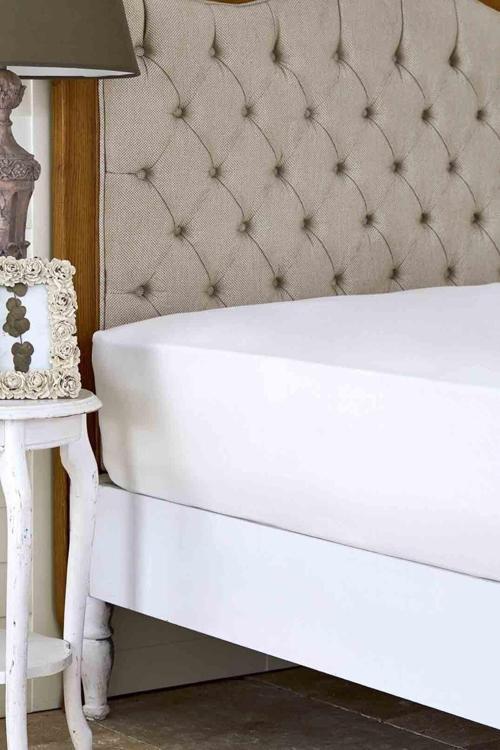 Ekru Penye Fitted/Lastikli Çarşaf Tek Kişilik