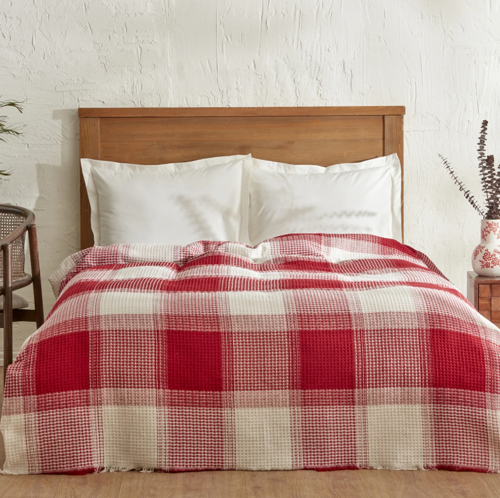 Home Flow Ekose Tek Kişilik Waffle Pike 160x230 cm Kırmızı