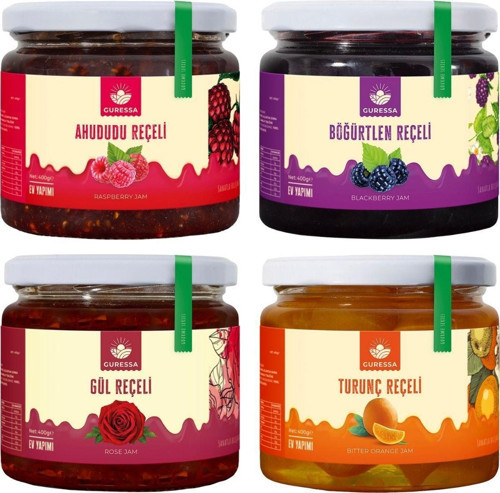 Reçel Festivali Gül, Ahududu, Böğürtlen, Turunç Reçeli 400 Gr 4'Lü Avantaj Paketi