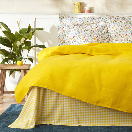Home Noya %100 Pamuk Tek Kişilik Pike Takımı Sarı