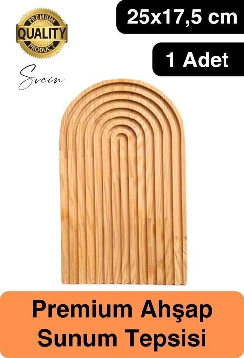 Dekoratif Ahşap Oymalı Kahverengi Gökkuşağı Çay Kahve Sunum Tepsisi Tabağı Doğal Şık Dekor Sunumluk