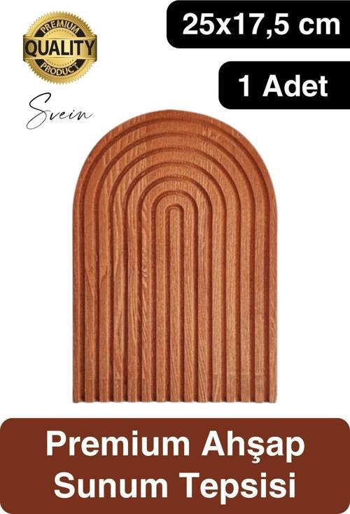 Dekoratif Ahşap Oymalı Kahverengi Gökkuşağı Çay Kahve Sunum Tepsisi Tabağı Doğal Şık Dekor Sunumluk