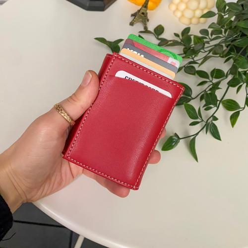 Laura - Teknolojik Vegan Deri RFID Korumalı Otomatik Pop-Up Mekanizmalı Cüzdan Kartlık