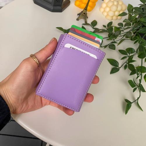 Laura - Teknolojik Vegan Deri RFID Korumalı Otomatik Pop-Up Mekanizmalı Cüzdan Kartlık