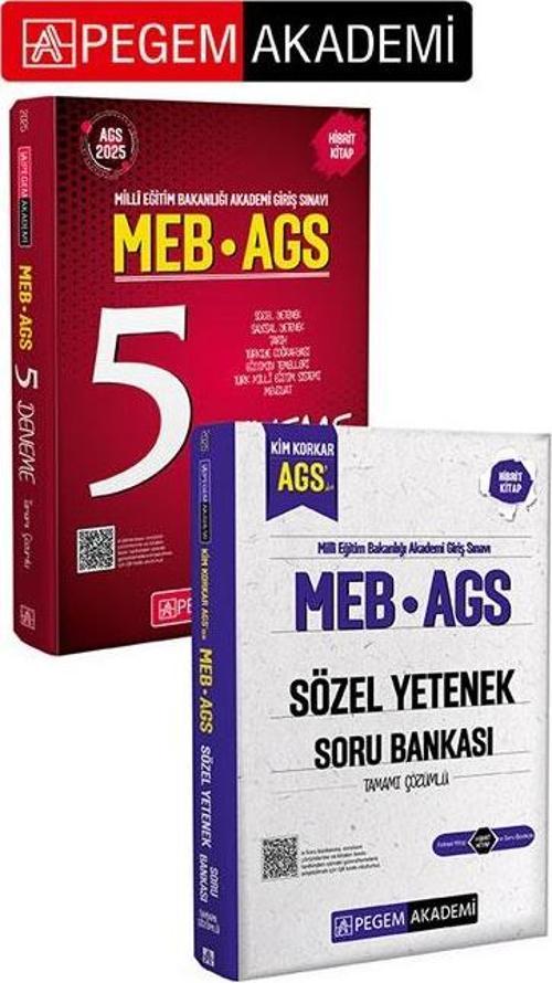 PEGEM AKADEMİ 2025 MEB-AGS Tamamı Çözümlü 5 Deneme + MEB AGS Kim Korkar Sözel Yetenek Soru Bankası T