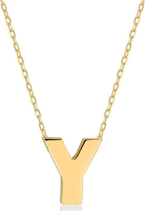 Kadın Sarı 3 Boyutlu Y Harfi Ve Zinciri Altın Kolye