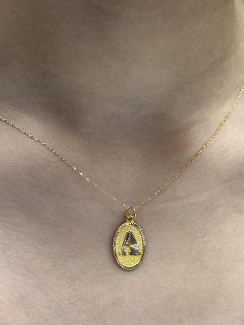 Altın Nostaljik A Harfli Aynalı Zincir