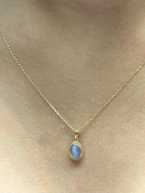 Altın Doğal Taş Kolye Uçlu Zincir