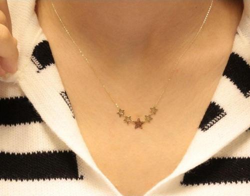 14 Ayar Altın Yıldız Figürlü Hayalet Kolye
