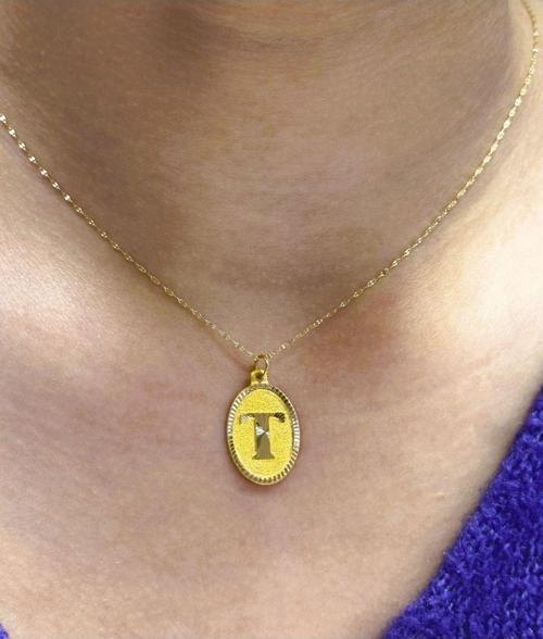 Altın Nostaljik T Harfli Aynalı Zincir