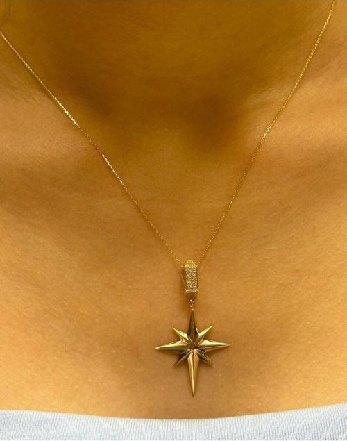 Altın Kutup Yıldız Kolye Uçlu Zincir