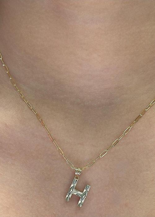 Altın 3 Boyutlu H Harfli Ataç Zincir