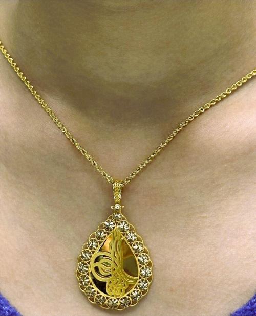 Altın Tuğra Kolye Uçlu Halat Zincir