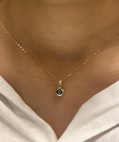 14 Ayar Altın Nazar Boncuklu Aynalı Zincir