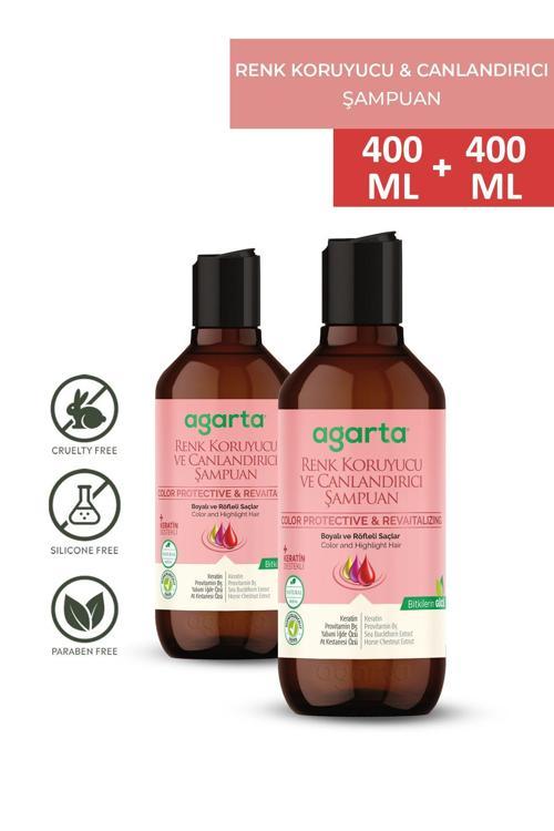 2 Adet Boyalı Saçlar Için Renk Koruyucu Ve Canlandırıcı Tuzsuz Şampuan 400Ml