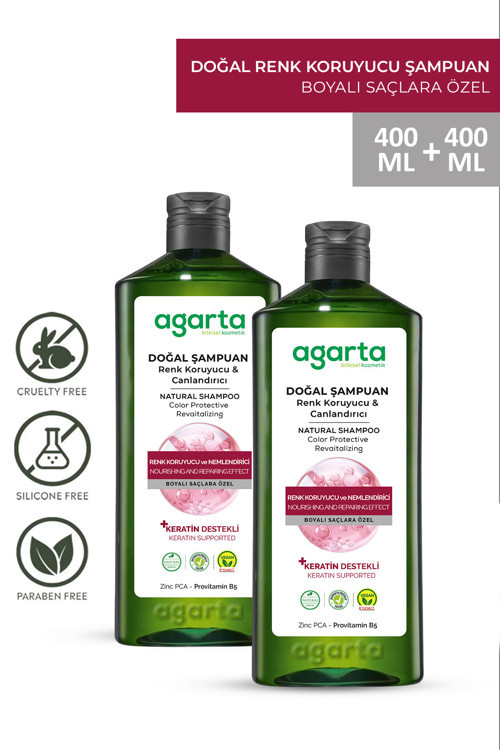 2 Adet Boyalı Saçlar Için Renk Koruyucu Ve Canlandırıcı Tuzsuz Şampuan 400Ml