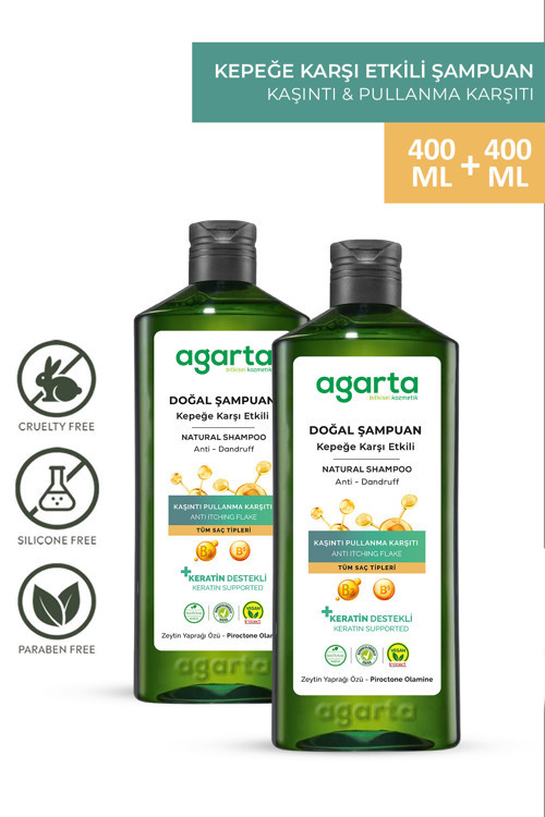 2 Adet Doğal Kepeğe Karşı Etkili Şampuan 400 Ml (Vegan,Tuzsuz)