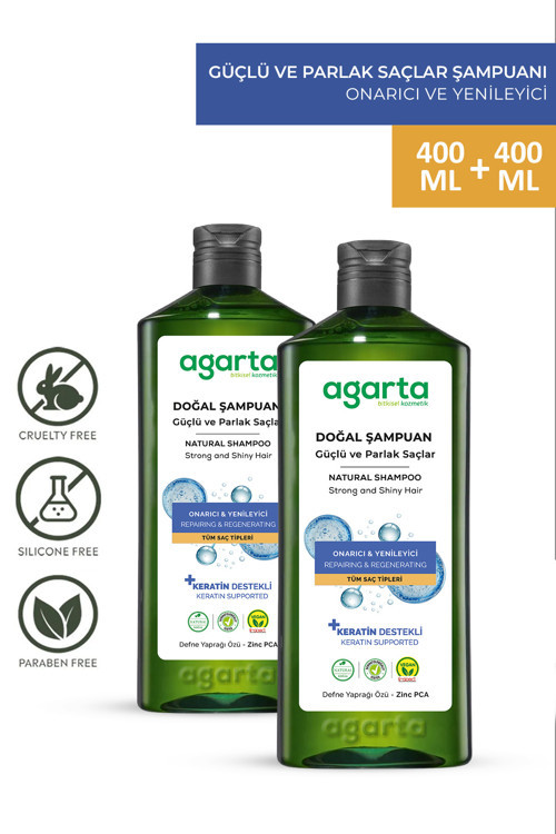 2 Adet Saç Bakım Şampuanı Güçlü Ve Parlak 400 Ml