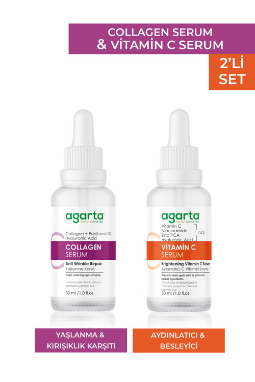 Aydınlatıcı Sıkılaştırıcı Ve Canlandırıcı Bakım Seti (Collagen Serum Vitamin C Serum)