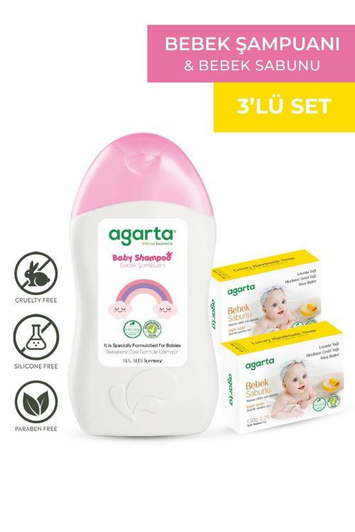 3 Lü Bebek Bakım Seti 1 Adet Kız Çocuk Şampuanı 400 Ml 2 Adet Bebek Sabunu 150 Gr
