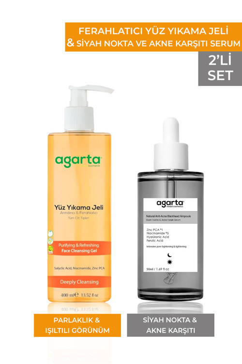 2 Li Set Canlandırıcı Ve Ferahlatıcı Jel Turuncu & Siyah Noktalar Için Serum