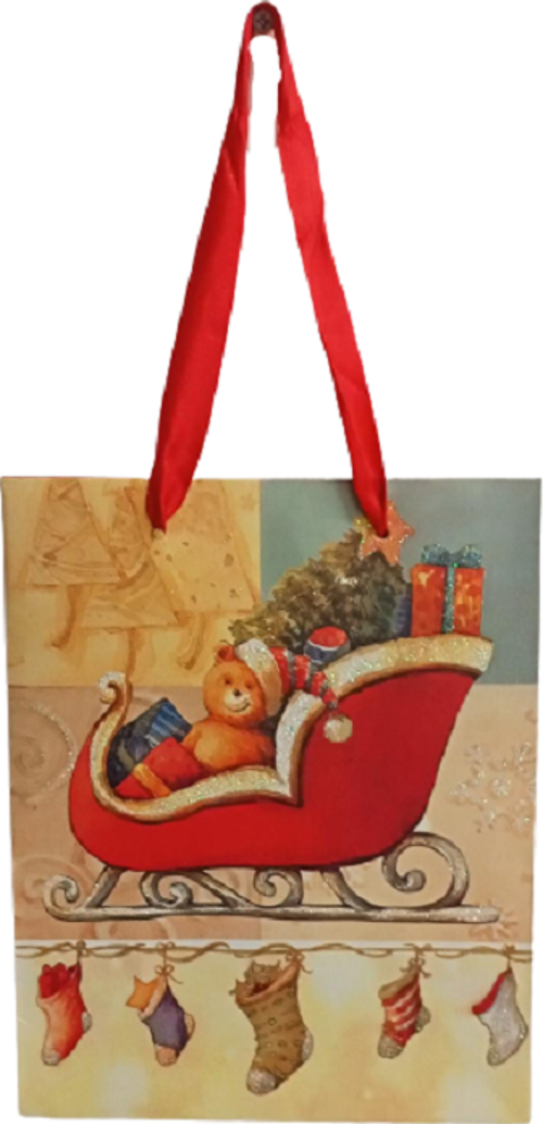 YILBAŞI KARTON ÇANTA SİMLİ AYICIK 18CM X 23CM
