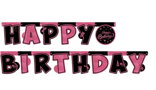 HAPPY BİRTHDAY PİNK STARS PEMBE HARF BENNER 2.1M