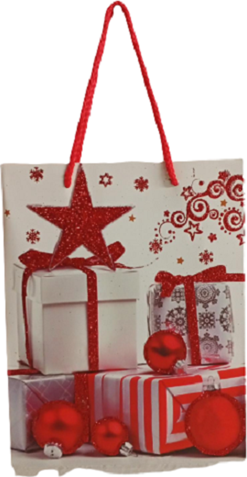 YILBAŞI SİMLİ KIRMIZI KARTON ÇANTA HEDİYE PAKETLİ TOPLU 18 X24